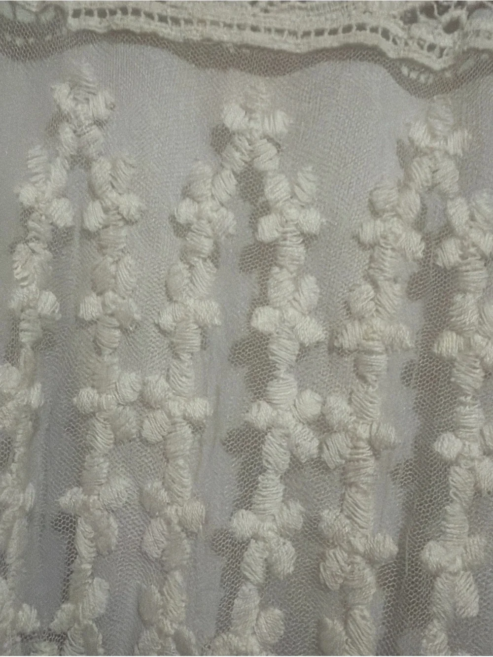 Vintage Sundance White Crochet Lace Fringe tunic top with adjustable tank SzM